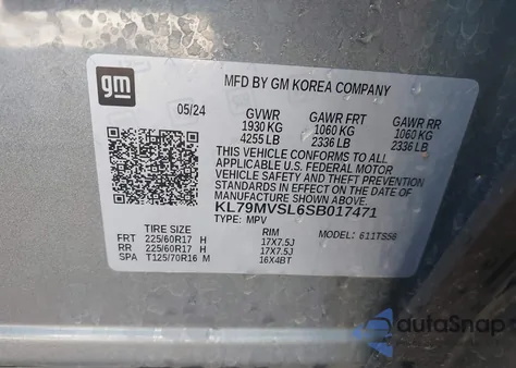 2025 Chevrolet Trailblazer Fwd Activ from USA, damaged, VIN KL79MVSL6SB017471